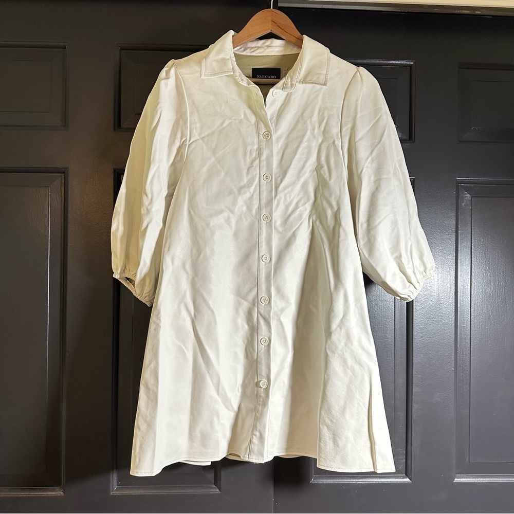 DOLCE CABO SOFT FAUX SUEDE DRESS - CREME/White  size XS(b2 - Picture 3 of 12
